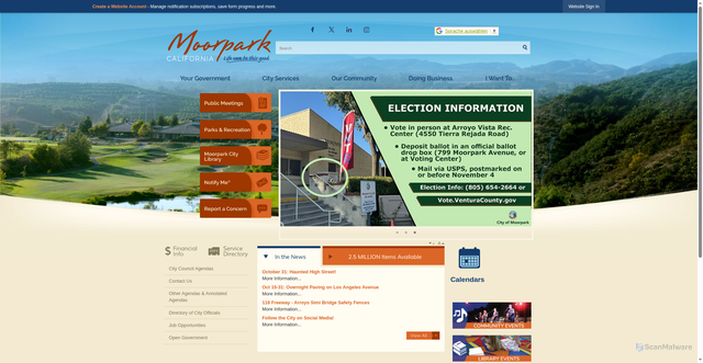 Security scan screenshot of https://moorparkca.gov/