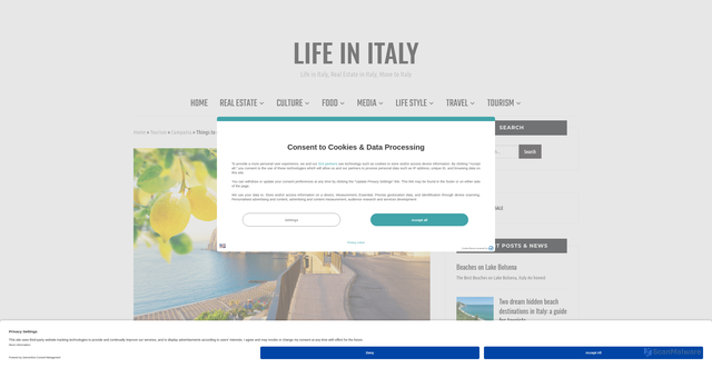Security scan screenshot of https://lifeinitaly.com/things-to-do-in-sorrento/