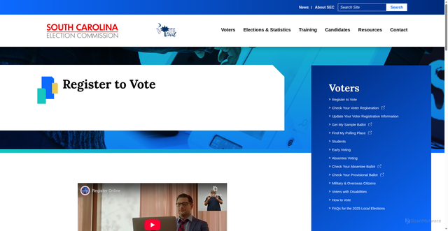 Security scan screenshot of https://scvotes.gov/voters/register-to-vote/