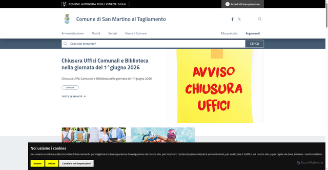 Security scan screenshot of https://www.comune.sanmartinoaltagliamento.pn.it