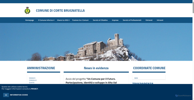 Security scan screenshot of https://www.comune.cortebrugnatella.pc.it/hh/index.php