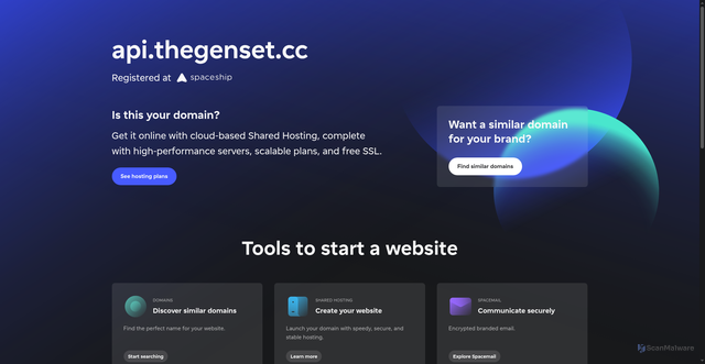 Security scan screenshot of http://api.thegenset.cc/