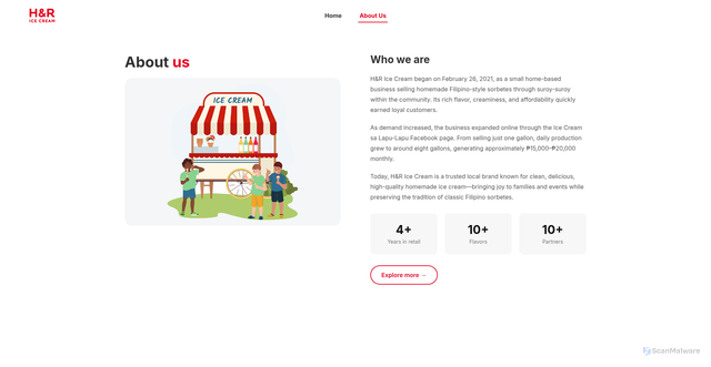Security scan screenshot of https://hricecream.site/about