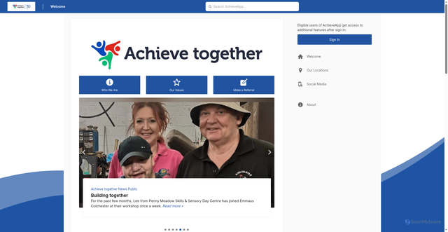 Security scan screenshot of https://achieveapp.achievetogether.co.uk