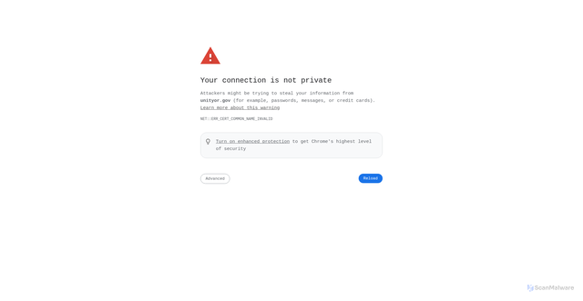 Security scan screenshot of http://unityor.gov/