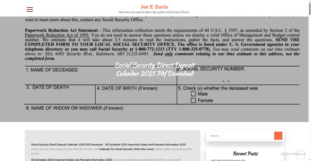Security scan screenshot of https://joeedavisa.pages.dev/kbayy-social-security-direct-deposit-calendar-2025-pdf-download-dkqzj/