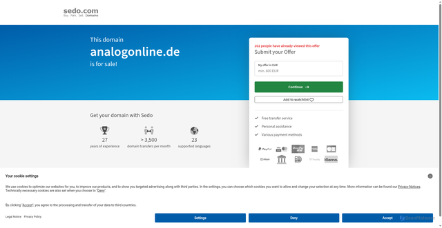 Security scan screenshot of http://analogonline.de/
