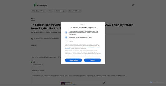 Security scan screenshot of https://www.elfutbolero.us/news/live-chivas-vs-atlas-2025-friendly-match-from-paypal-park-in-san-jose-20250321-49839.html