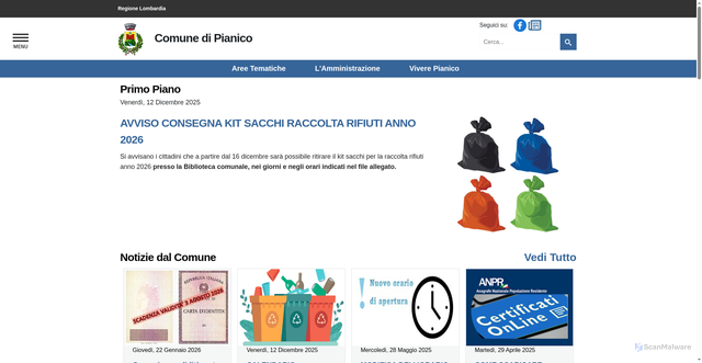 Security scan screenshot of https://www.comune.pianico.bg.it