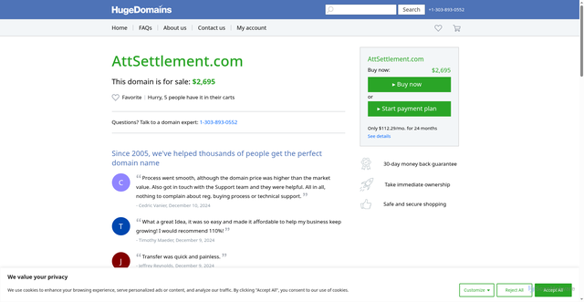 Security scan screenshot of https://attsettlement.com/