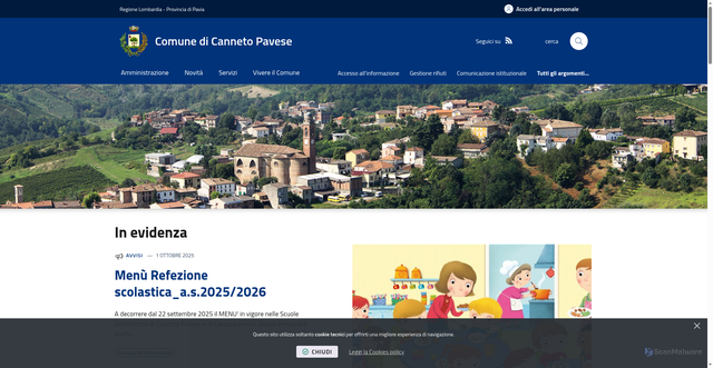Security scan screenshot of https://www.comune.cannetopavese.pv.it/it-it/home