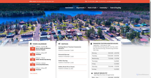 Security scan screenshot of https://www.townofmercer.com/