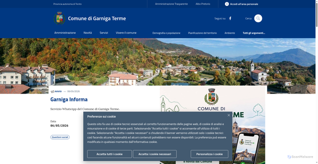 Security scan screenshot of https://www.comunegarnigaterme.it