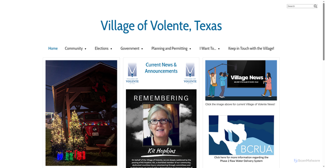 Security scan screenshot of https://www.villageofvolente-tx.gov/