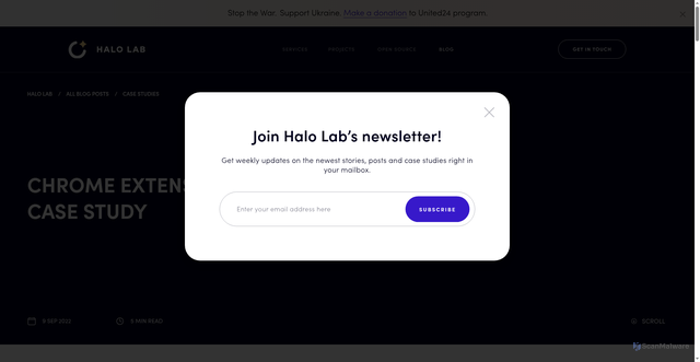 Security scan screenshot of https://halo-lab.pages.dev/blog/chrome-extension-case-study-new