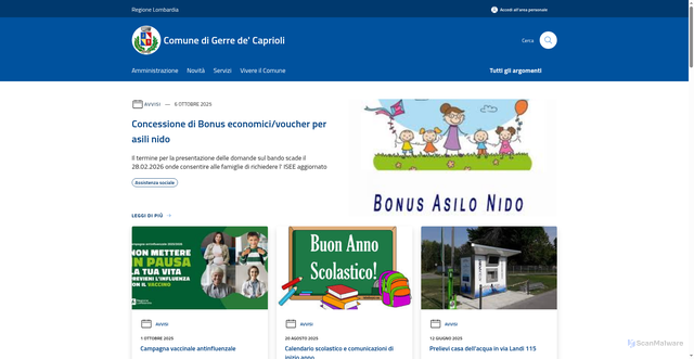 Security scan screenshot of https://www.comune.gerredecaprioli.cr.it/it