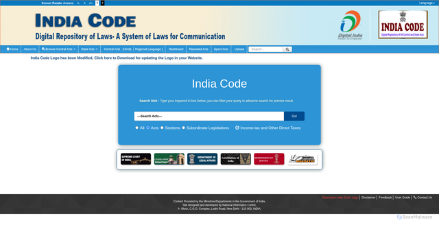 Security scan screenshot of https://www.indiacode.nic.in/