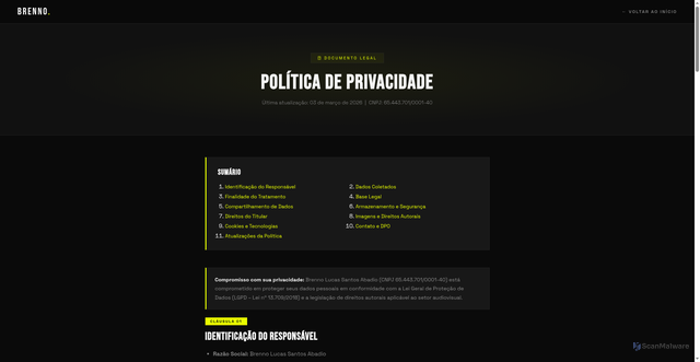 Security scan screenshot of https://brennolucas.com/privacidade.html