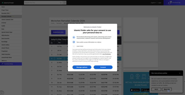 Security scan screenshot of https://www.islamicfinder.org/ramadan-calendar/