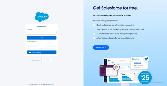 Security scan screenshot of https://deu100.sfdc-yzvdd4.salesforce.com