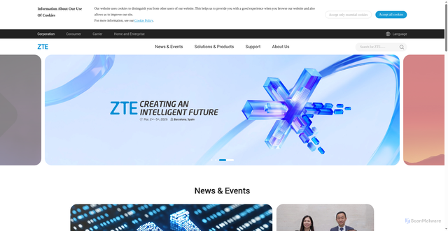 Security scan screenshot of https://zte.com.cn