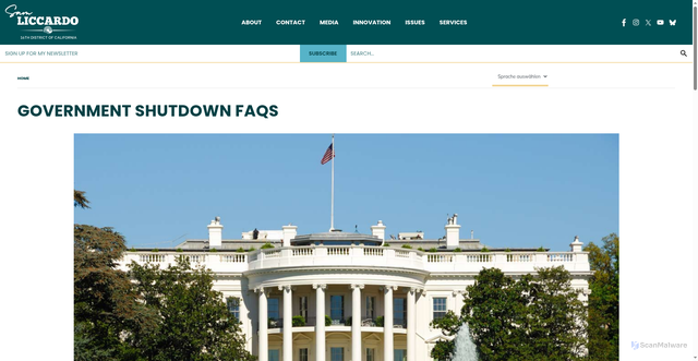 Security scan screenshot of https://liccardo.house.gov/government-shutdown-faqs