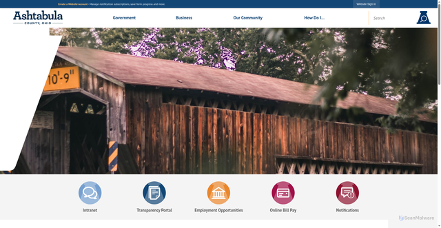 Security scan screenshot of https://www.ashtabulacounty.us/