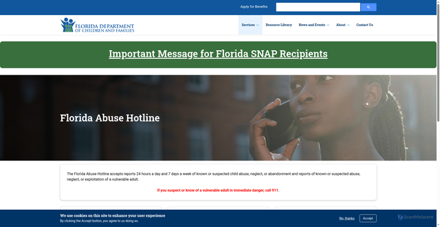 Security scan screenshot of https://floridaabusehotline.gov/