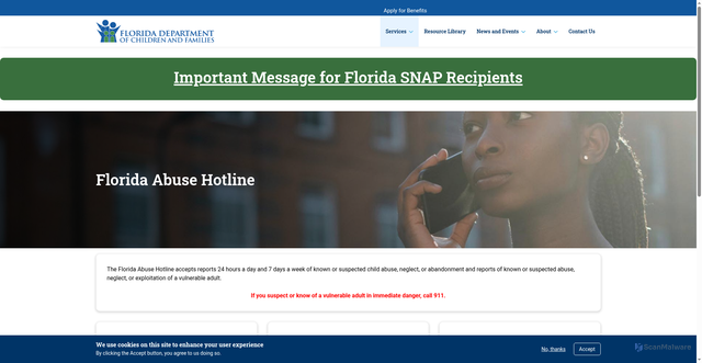 Security scan screenshot of https://floridaabusehotline.gov/