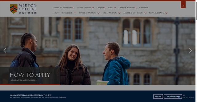 Security scan screenshot of https://www.merton.ox.ac.uk/