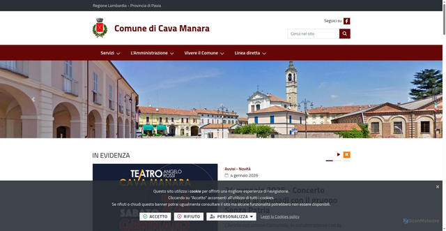 Security scan screenshot of https://www.comune.cavamanara.pv.it/it-it/home