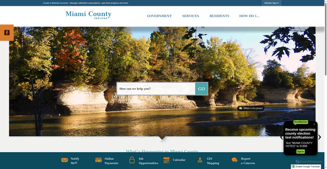 Security scan screenshot of https://www.miamicountyin.gov/