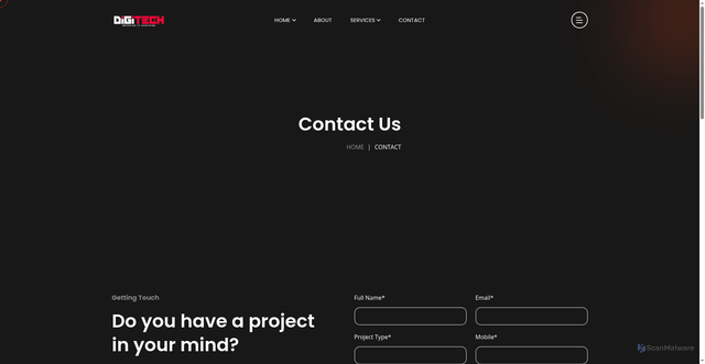 Security scan screenshot of https://digitech-bjx.pages.dev/contact/contact