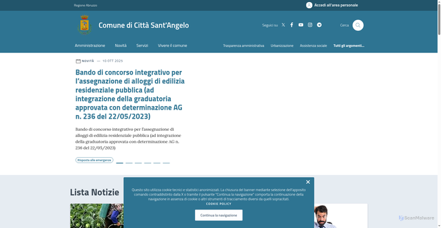 Security scan screenshot of https://comune.cittasantangelo.pe.it/