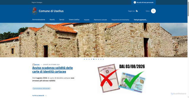 Security scan screenshot of https://www.comune.usellus.or.it/