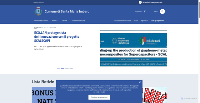 Security scan screenshot of https://comune.santamariaimbaro.ch.it/