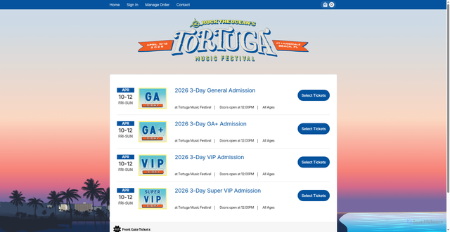 Security scan screenshot of https://tortuga.frontgatetickets.com/