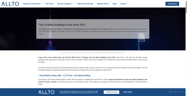 Security scan screenshot of https://alltosoftware.com/top-10-tallest-buildings-in-the-world-2021/