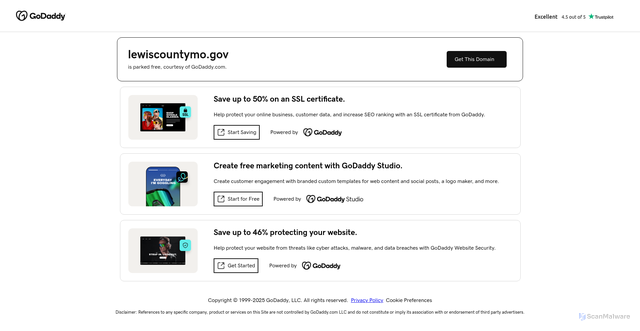 Security scan screenshot of https://lewiscountymo.gov/