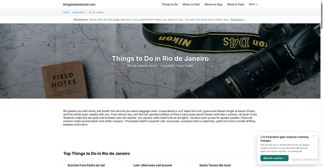 Security scan screenshot of https://thingstodoinbrazil.com/city/rio-de-janeiro/