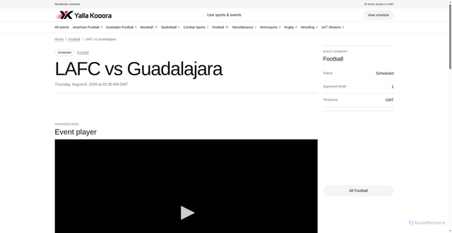 Security scan screenshot of https://yalla-kooora.moroccan-culture.com/matches/lafc-vs-guadalajara/