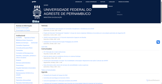 Security scan screenshot of http://ufape.edu.br/
