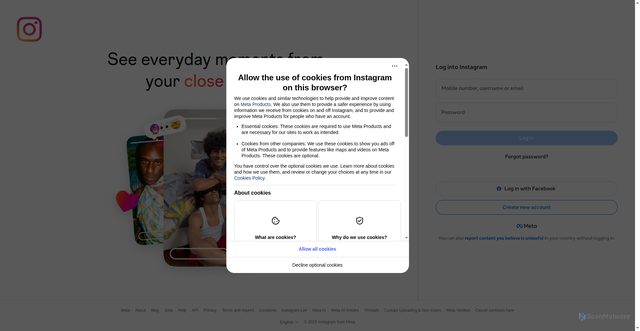 Security scan screenshot of https://www.instagram.com/vallfirest/