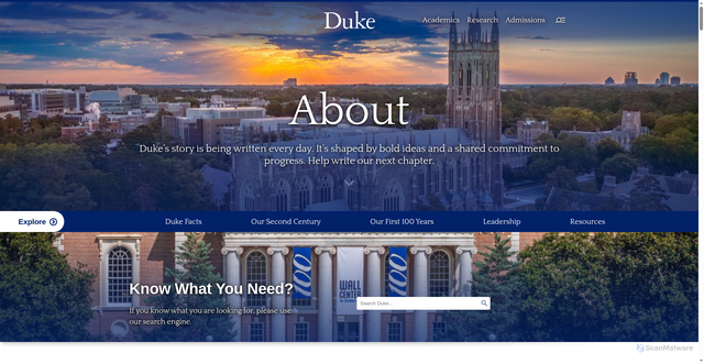 Security scan screenshot of https://www.duke.edu/about/