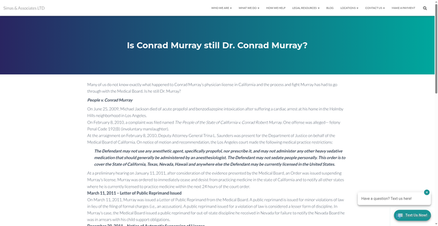 Security scan screenshot of https://simasgovlaw.com/is-conrad-murray-still-dr-conrad-murray/