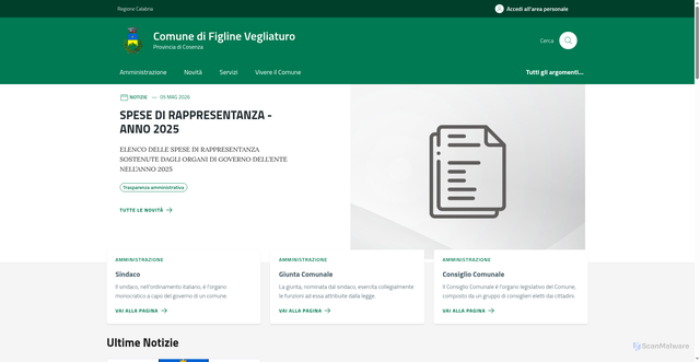 Security scan screenshot of https://www.comune.figlinevegliaturo.cs.it