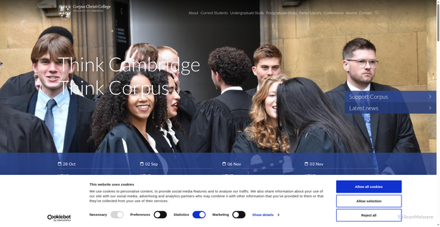 Security scan screenshot of https://www.corpus.cam.ac.uk/