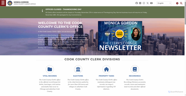 Security scan screenshot of https://www.cookcountyclerkil.gov/