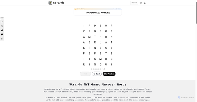 Security scan screenshot of https://strandsgame.net/