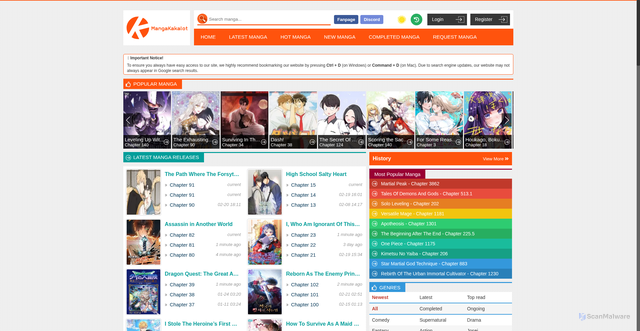 Security scan screenshot of https://mangakakalot.gg